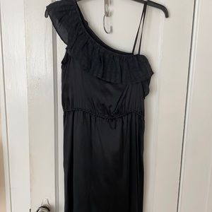Black one shoulder, silk dress